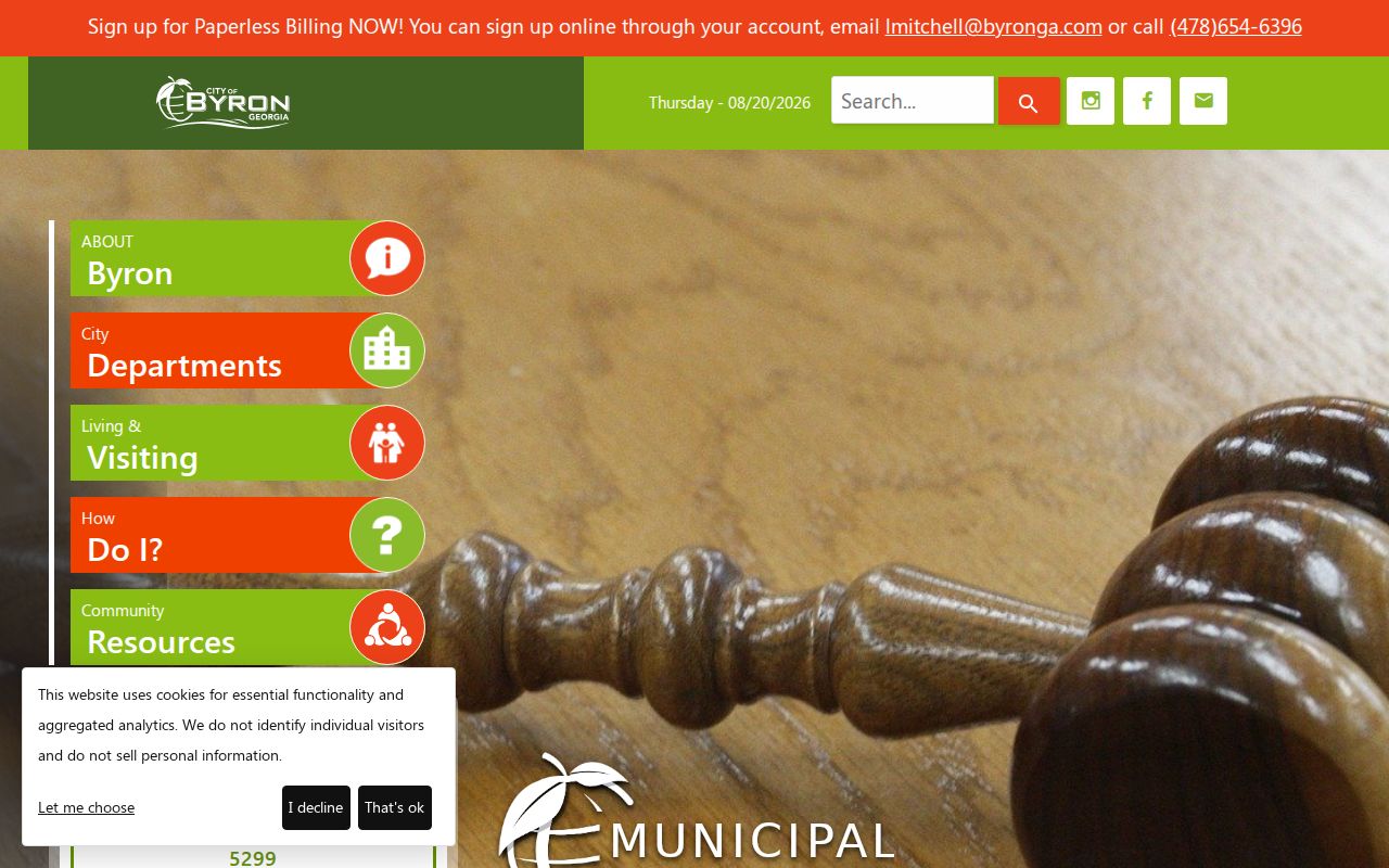Byron Municipal Court page with court records and session information
