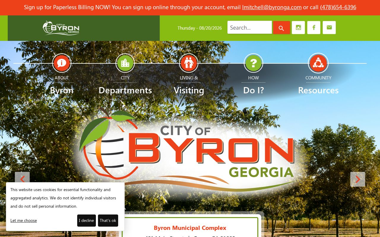 Official Byron city government page for the Municipal Court location