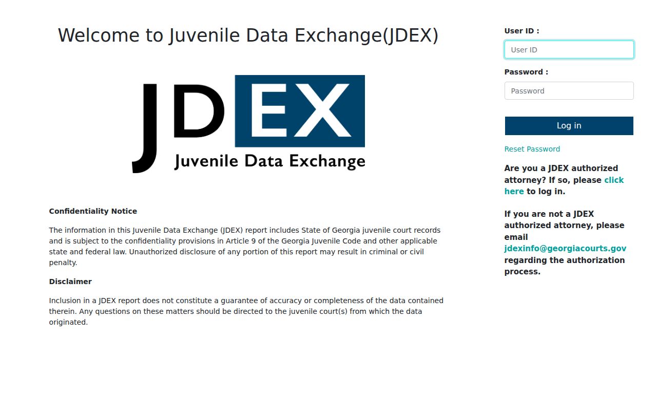 Peach County criminal court docket JDEX authorized access screen
