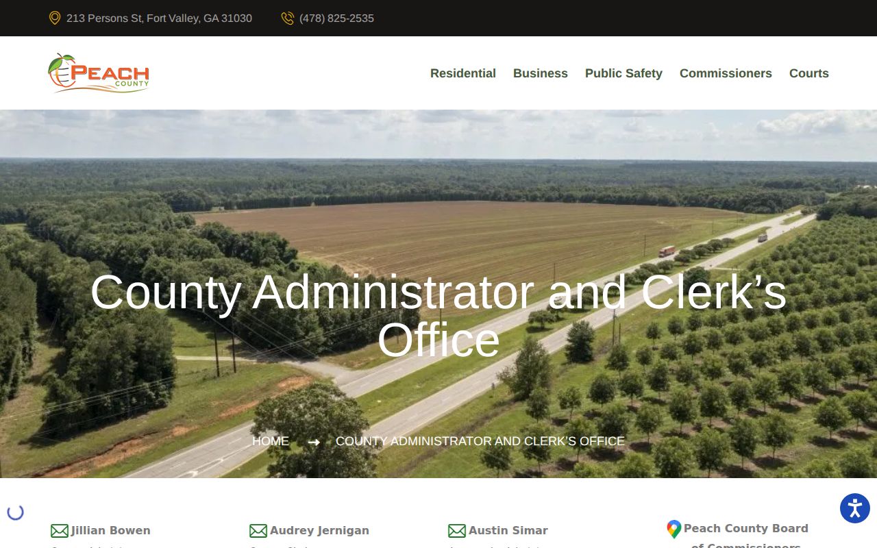 Peach County court records and county administrative clerk